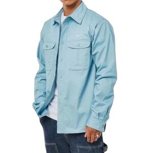 Nike SB Woven Skateboarding Shirt Flap Pockets Long Sleeve Sky Blue SK8 Men's L